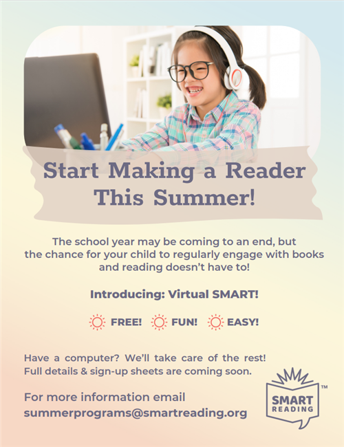 Summer virtual SMART reading - email summerprograms@smartreading.org